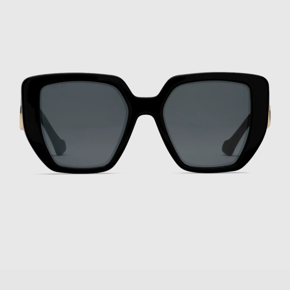 NEW Gucci Black Rectangular- Frame Sunglasses in Box